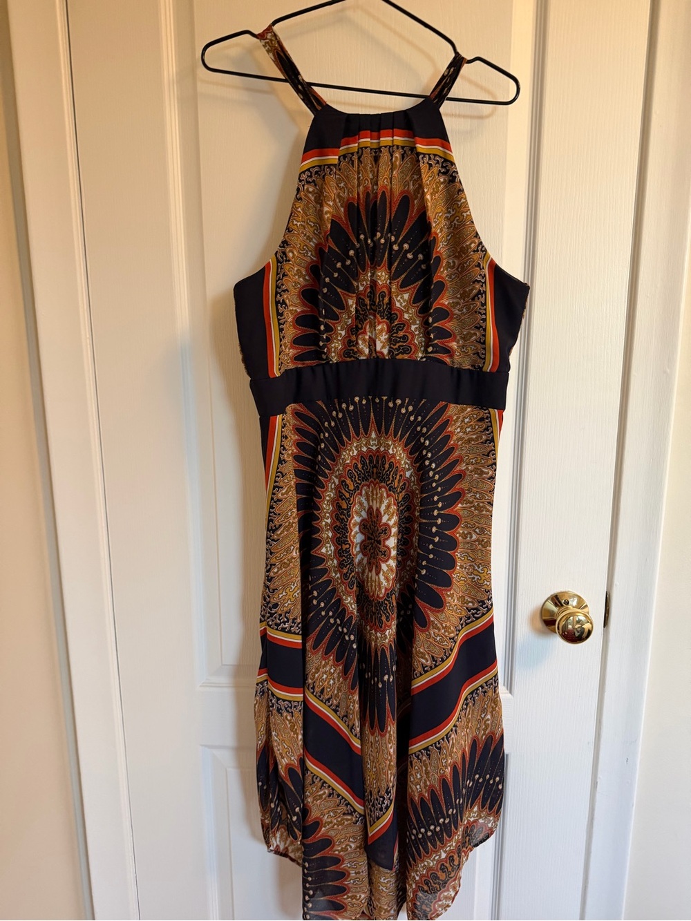 Sandra Darren Scarf Print Halter Handkerchief Maxi Dress Size 12 - Picture 3 of 16